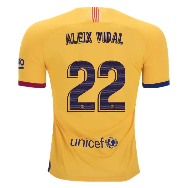 Camiseta Barcelona NO.22 Aleix Vidal Segunda equipación 2019-2020 Amarillo